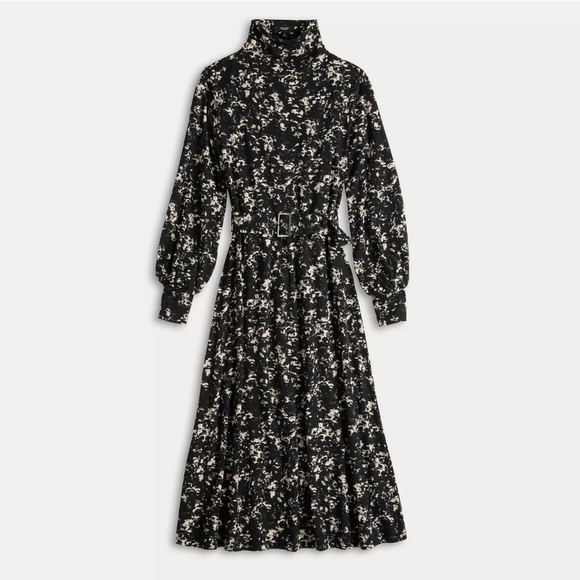 Women's Simply Vera Vera Wang Cozy Belted Knit Midi Dress Black Beige Texture XS - Picture 1 of 8